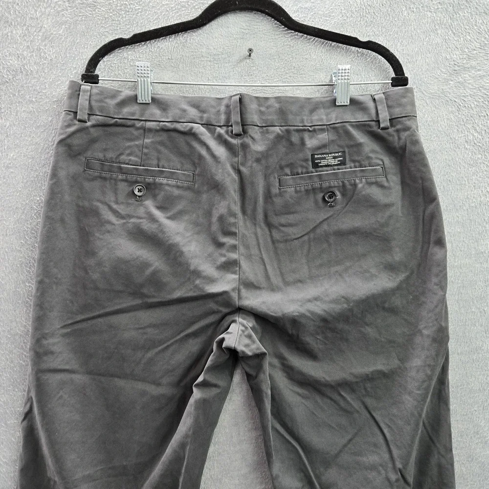 Banana Republic Men Pants 35X32 Gray Chino Twill Fulton Button 30